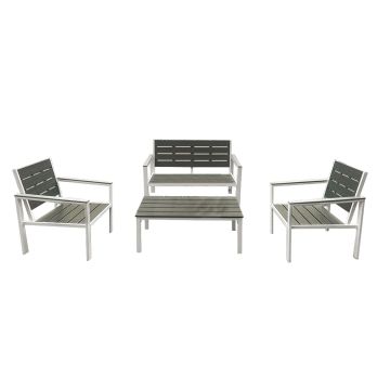 Metalwood Twilight - Salon de jardin avec canapé + table basse + 2 fauteuils No Brand Anthracite