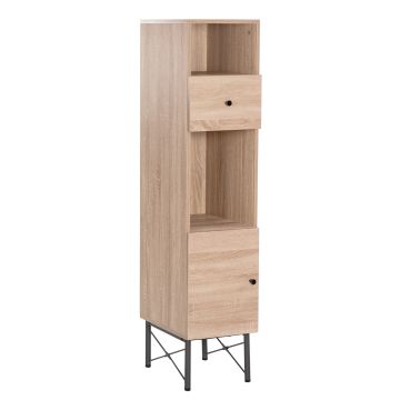 Arcadia - Colonne en bois et métal avec 2 compartiments ouverts + 1 tiroir + 1 porte Casa Collection Marron