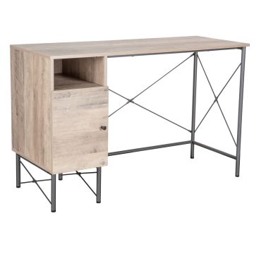 Bessy - Bureau en bois et métal avec 1 porte + 1 compartiment - 120x48x76 cm Casa Collection Marron