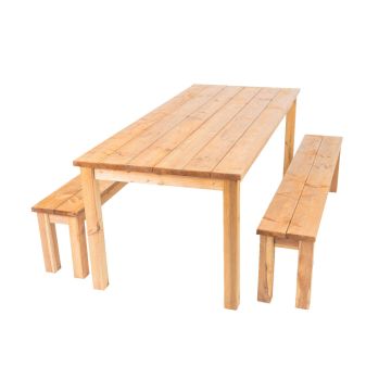 Cesis - Table bois avec 2 bancs en bois de pin imprégné No Brand Pin