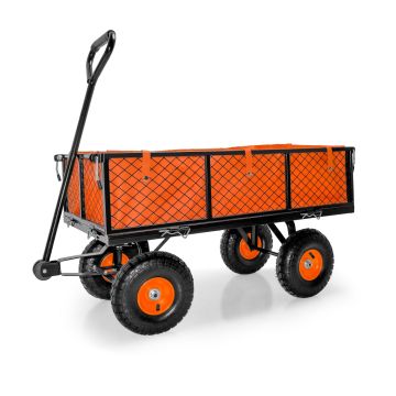 Chariot de jardin 350kg avec grilles amovibles et accroche balai Boudech Orange