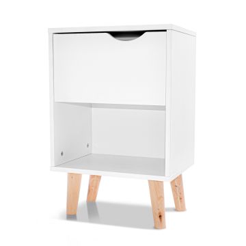 Andrea - Table de chevet contemporaine, tiroir et étagère Frankystar Blanc