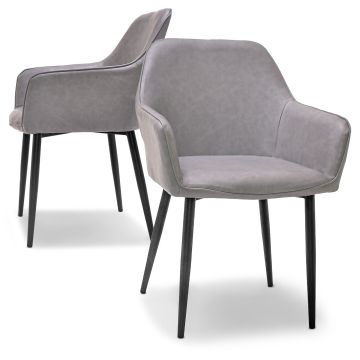 Milan - Lot de 2 chaises de salle à manger en similicuir gris anthracite Frankystar Anthracite