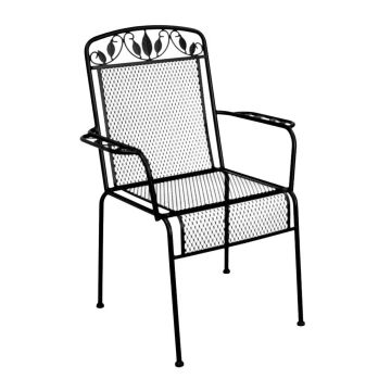 Mango - Fauteuil d’extérieur, chaise avec accoudoirs en acier Gdlc Noir