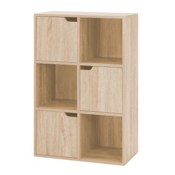 Miracle - Bibliothèque modulaire en bois avec compartiments et portes - 3 compartiments et 3 portes Casa Collection Marron