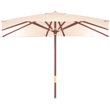 Sun Top - Parasol de jardin en bois avec mât central - 3x4 No Brand Écru