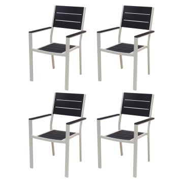 Metalwood - 4 chaises de jardin avec accoudoirs, effet bois No Brand Gris 10 %.