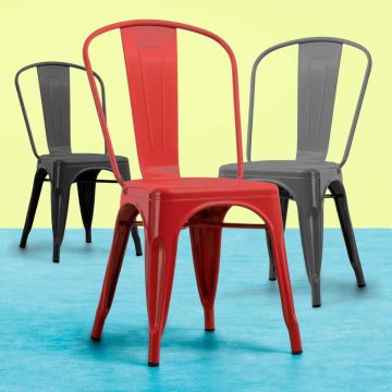 Victoria - Lot de 4 chaises en métal style industriel Casa Collection 