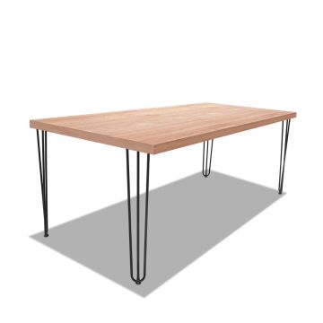Table de salle à manger en bois et métal - pieds noirs triangulaires - 220x100 cm Frankystar 