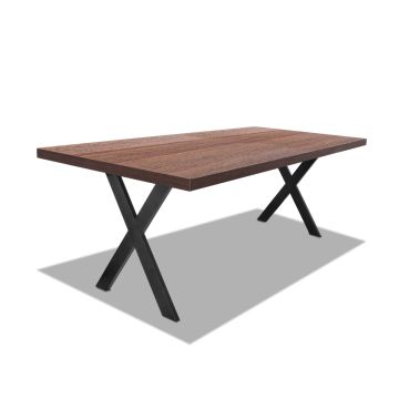 Table de salle à manger en bois et métal - pieds noirs forme X - 220x100 cm Frankystar 