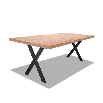 Table de salle à manger en bois et métal - pieds noirs forme X - 160x90 cm Frankystar 