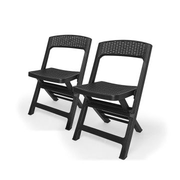 Asso - Lot de 2 chaises de jardin pliantes en polyrotin Progarden 