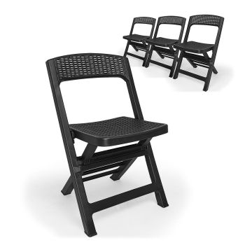 Asso - Lot de 4 chaises de jardin pliantes en polyrotin Progarden 