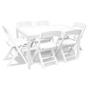 Prince + Asso - Salon de jardin - table 150x90 cm + 6 chaises pliantes Progarden 