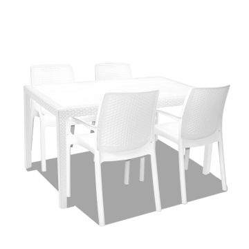 Prince + Regina - Salon de jardin - table 150x90 cm + 4 chaises avec accoudoirs Progarden 