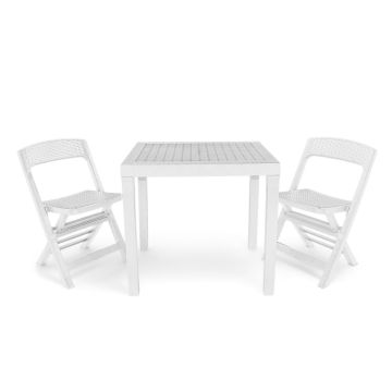 Poker - Salon de jardin - table + 2 chaises pliantes Progarden 