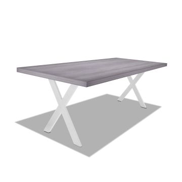 Table de salle à manger en bois et métal - pieds blancs forme X - 160x90 cm Frankystar 