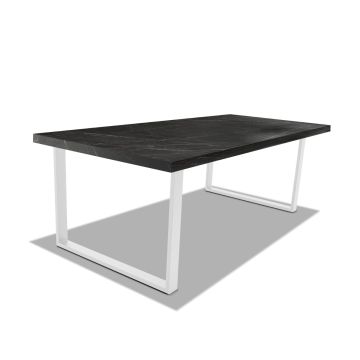 Table de salle à manger en bois et métal - pieds blancs carrés - 160x90 cm Frankystar 