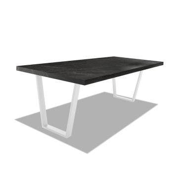 Table de salle à manger en bois et métal - pieds blancs trapézoïdaux - 220x100 cm Frankystar 