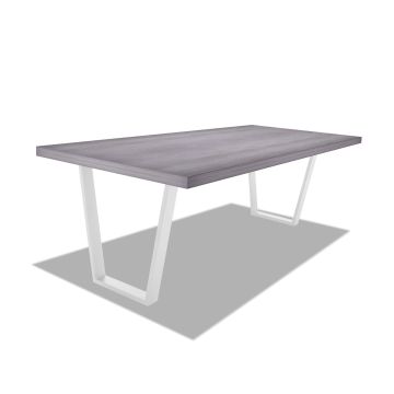 Table de salle à manger en bois et métal - pieds blancs trapézoïdaux - 160x90 cm Frankystar 