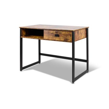 Otari - Bureau de style industriel avec tiroir et étagère de rangements, 110x50xH76 cm Frankystar Noir