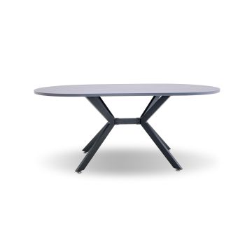 Marui Big - Table à manger ovale en bois et métal avec pied central Ashi 180x100 cm Frankystar 