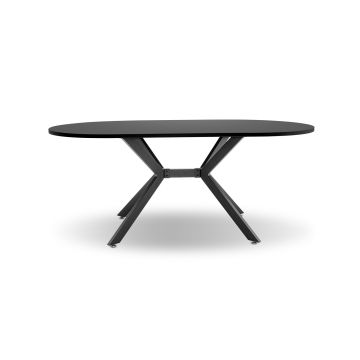 Marui Small - Table à manger ovale en bois et métal avec pied central Ashi 150x90 cm Frankystar 