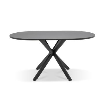 Marui Small - Table à manger ovale en bois et métal avec pied central Kiso 150x90 cm Frankystar 