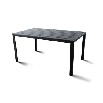 Giano - Table de jardin avec structure en aluminium et plan à effets à lattes horizontales 150x90cm Frankystar Noir